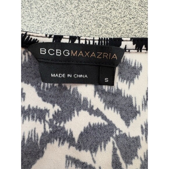 BCBG MaxAzria Women’s Small Black Ivory Floral 3/4 Sleeve Stretch Wrap Tie Dress - Picture 10 of 11